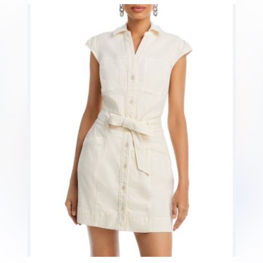 PAIGE Cream Belted Mini Dress